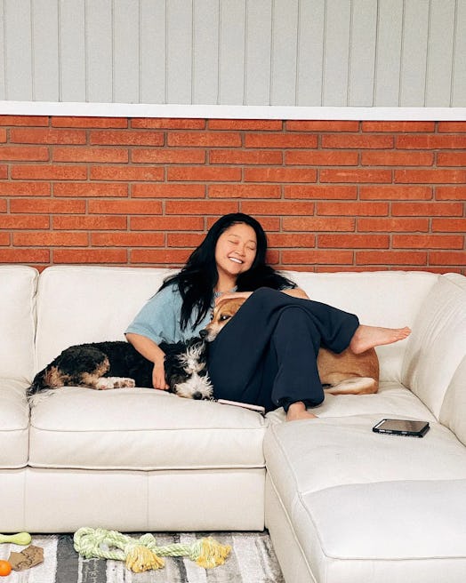Lana Condor and her dogs.