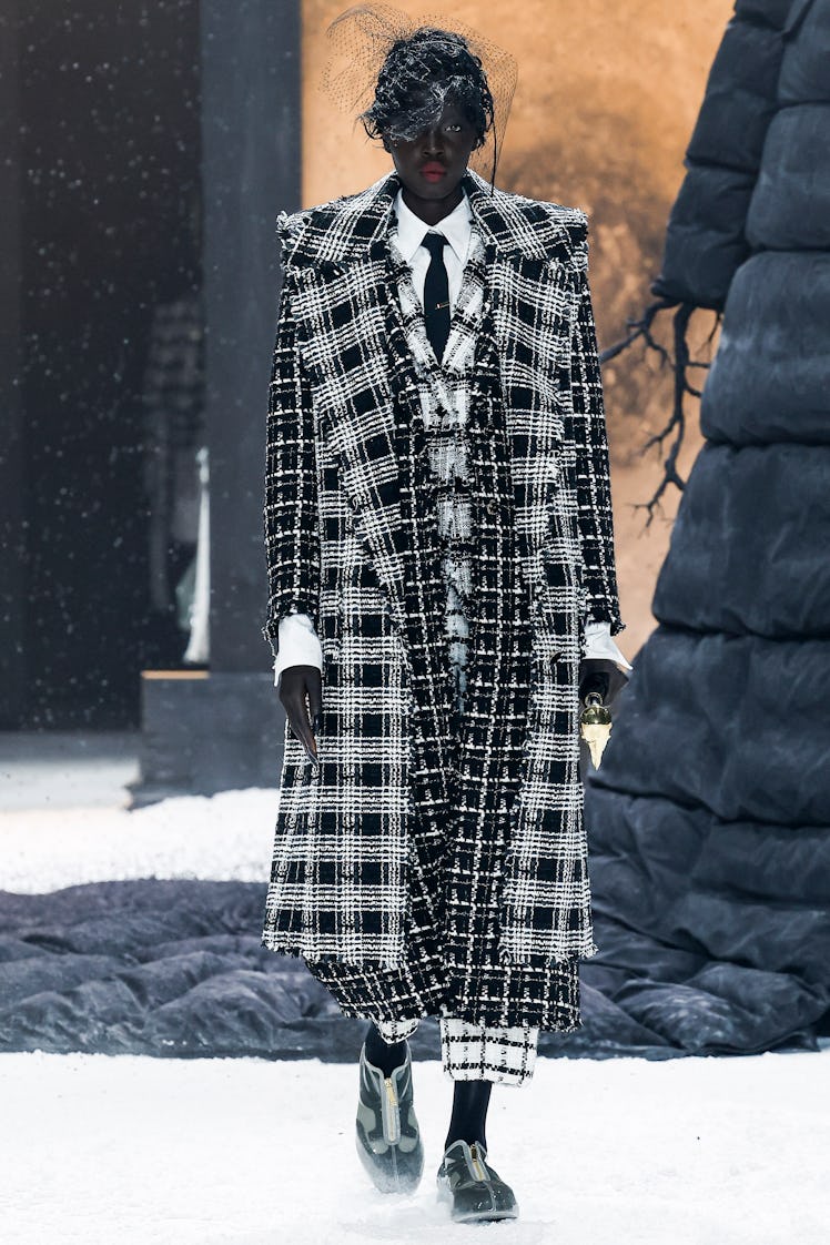 A model walks the runway during the Thom Browne Ready to Wear Fall/Winter 2024-2024 fashion show as ...