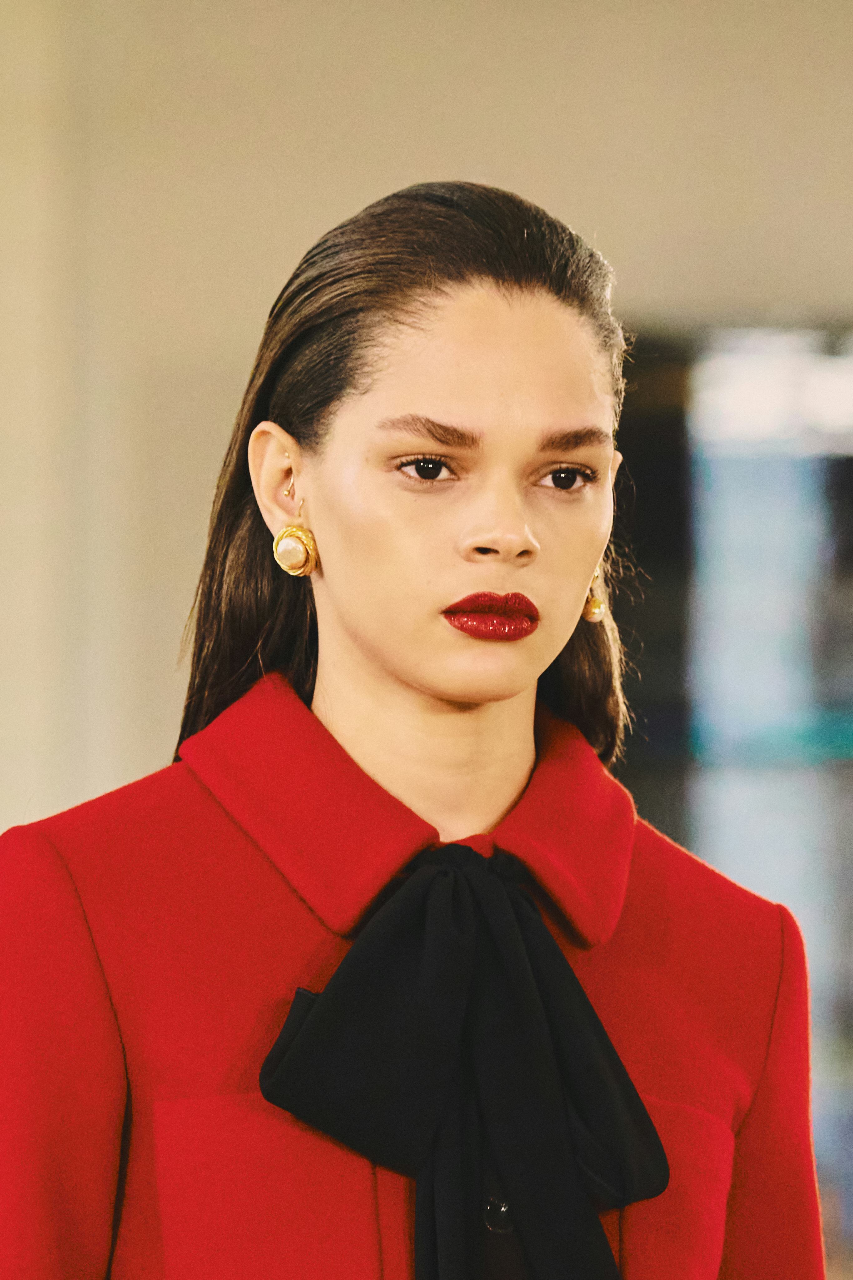 Statement red lip at Altuzarra.