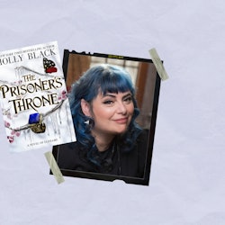 An author photo of Holly Black, placed next to the cover of her new novel 'The Prisoner's Throne.'