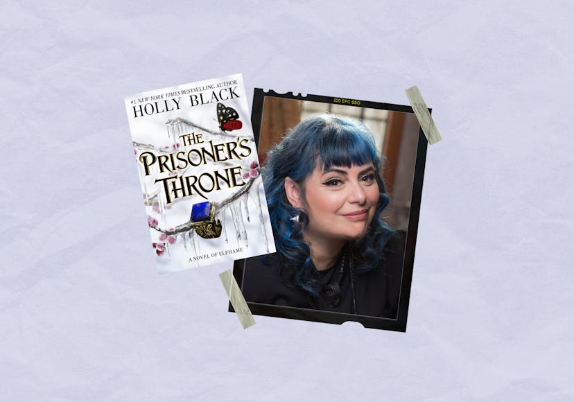 An author photo of Holly Black, placed next to the cover of her new novel 'The Prisoner's Throne.'
