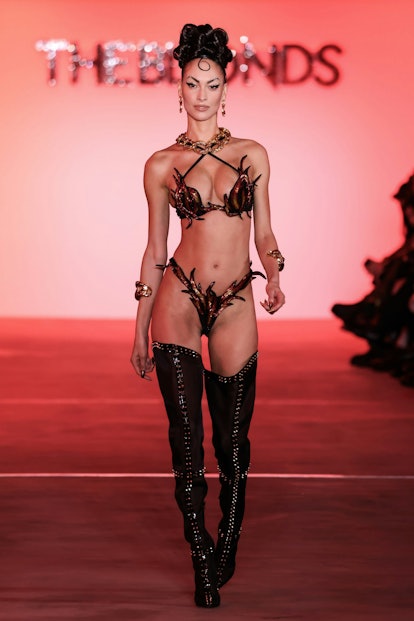 Lingerie model go from chick to cheek as she flashes bum at New York  Fashion Week