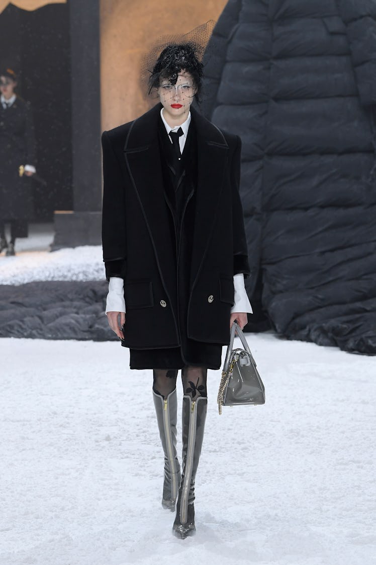 Model on the runway at Thom Browne RTW Fall 2024 as part of New York Ready to Wear Fashion Week held...