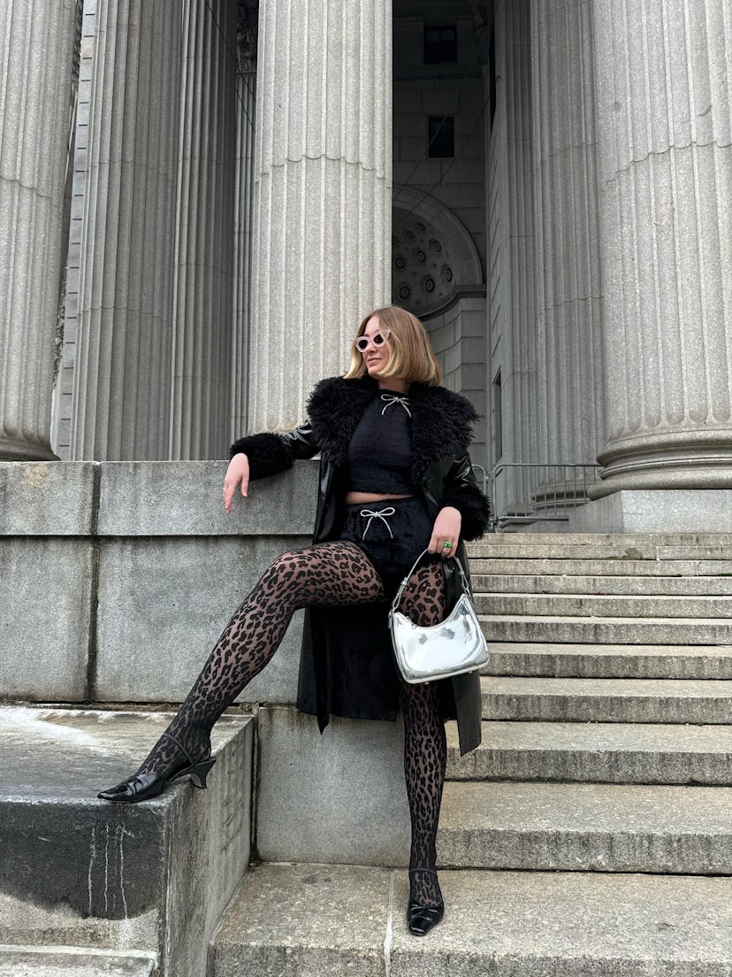 kelsey stiegman wears a no-pants look at new york fashion week fall/winter 2024