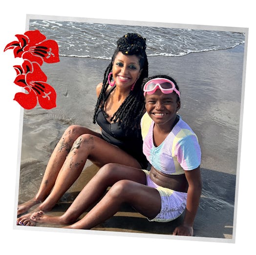Woman and her tween daughter on the beach. She reveals how struggle with uterine fibroids affected h...