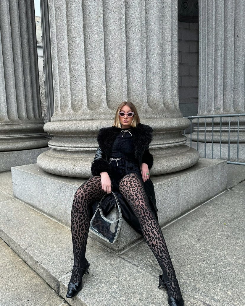 kelsey stiegman wears a no-pants look at new york fashion week fall/winter 2024