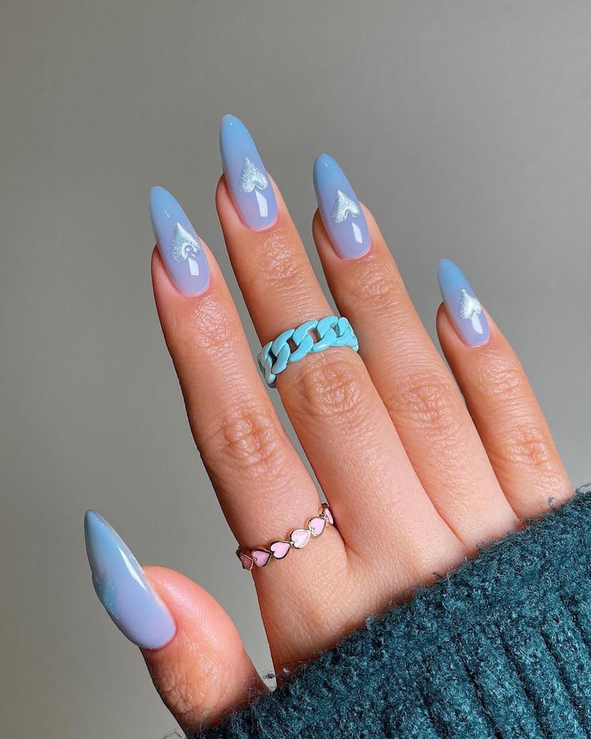 Baby blue is an on-trend nail polish color for spring 2024.
