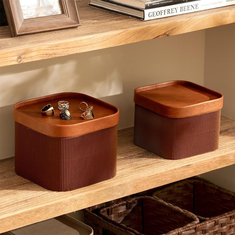 LA JOLIE MUSE Fluted Cardboard Storage Baskets (Set of 2)