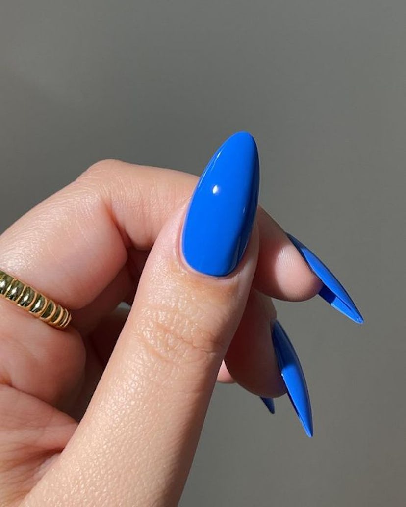 Cobalt blue is an on-trend nail polish color for spring 2024.