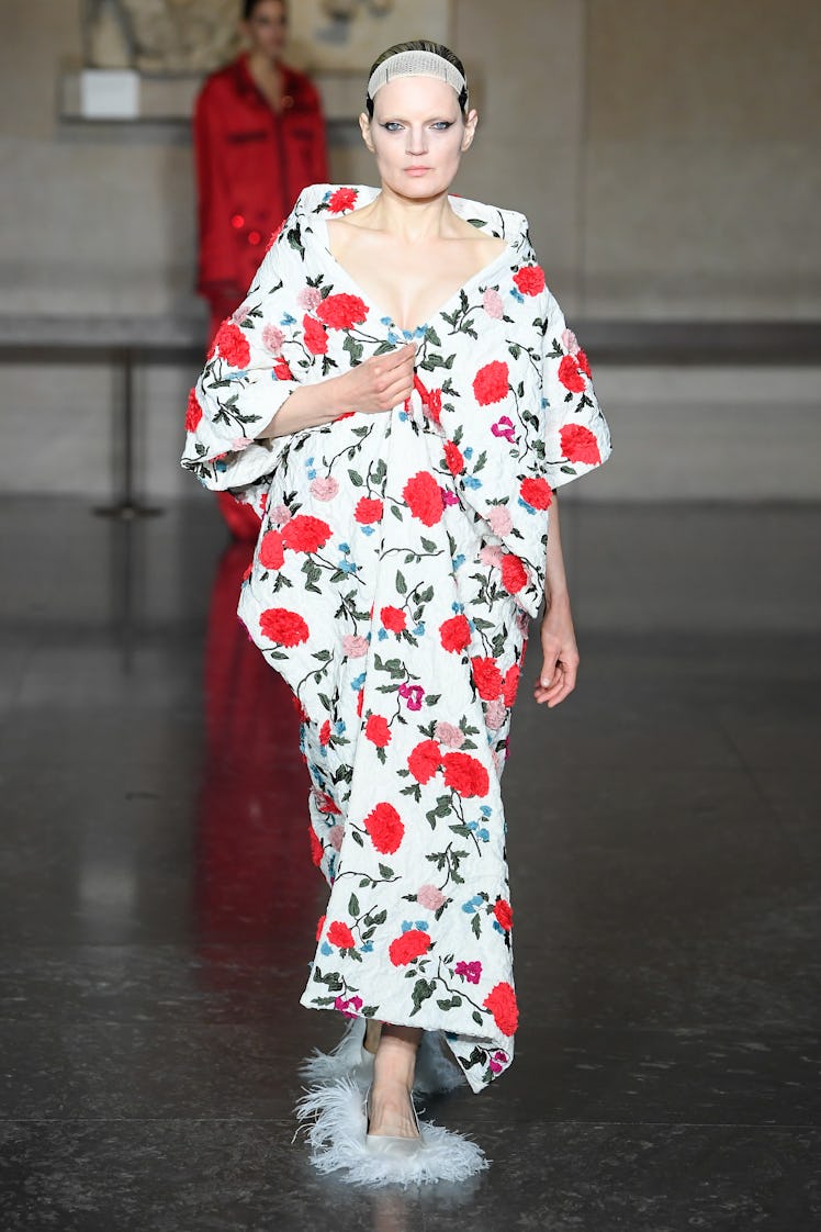 Model on the runway at Erdem RTW Fall 2024 as part of London Ready to Wear Fashion Week held at The ...