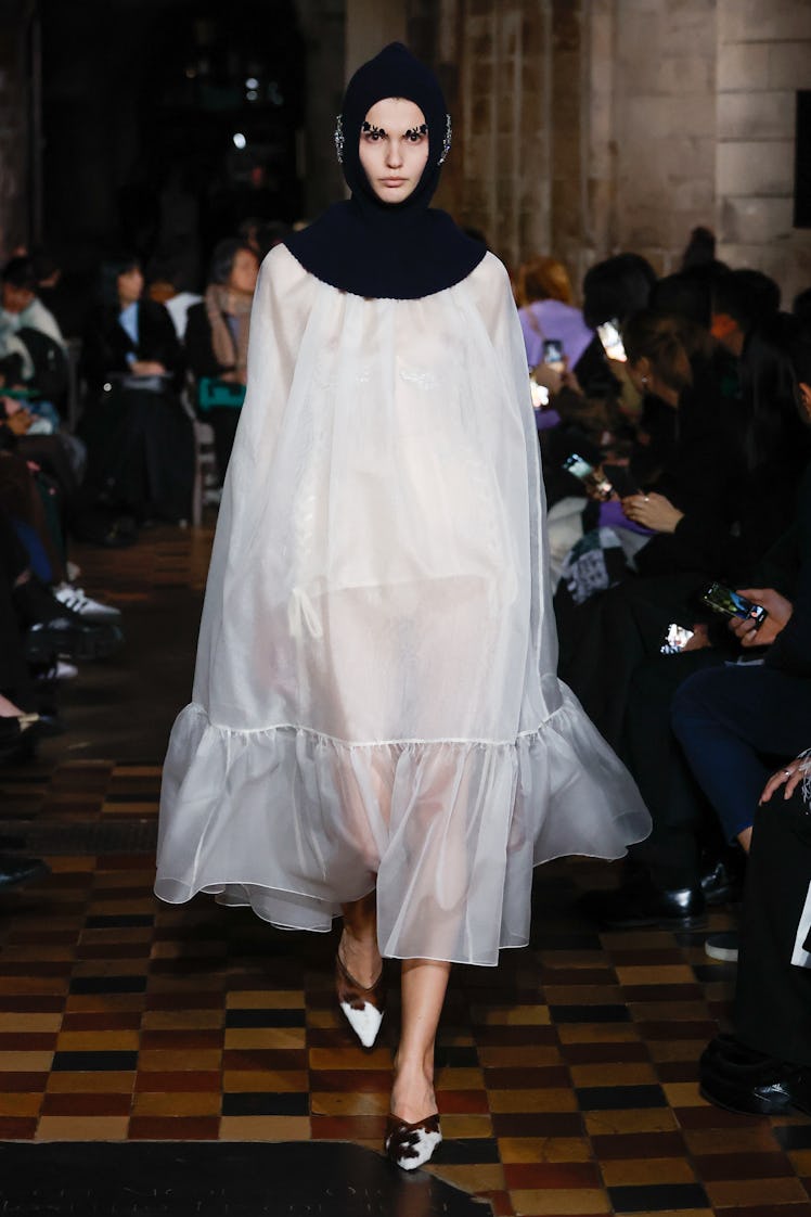 Model on the runway at Simone Rocha RTW Fall 2024 as part of London Ready to Wear Fashion Week held ...