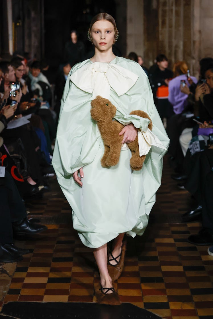 Model on the runway at Simone Rocha RTW Fall 2024 as part of London Ready to Wear Fashion Week held ...