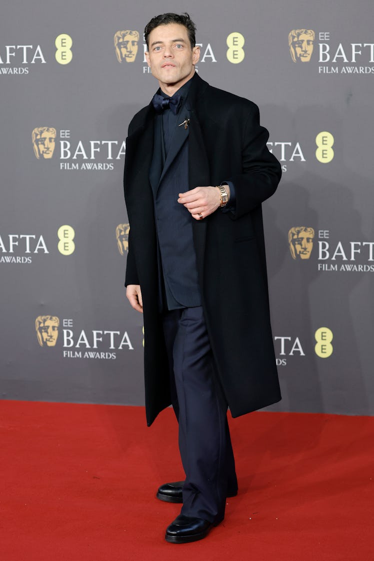Rami Malek attends the EE BAFTA Film Awards 2024 at The Royal Festival Hall on February 18, 2024 in ...