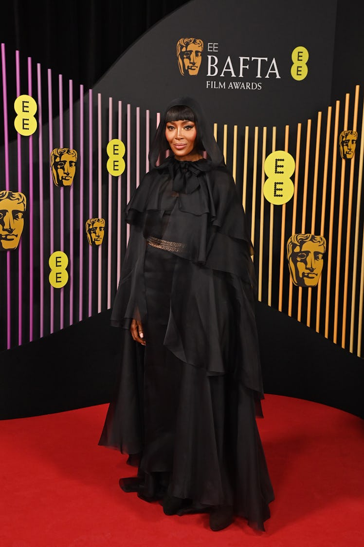 Naomi Campbell attends the 2024 EE BAFTA Film Awards at The Royal Festival Hall on February 18, 2024...