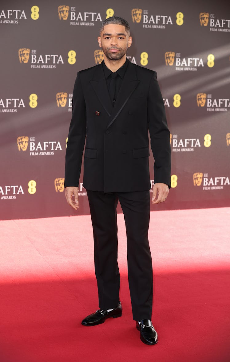 Kingsley Ben-Adir attends the 2024 EE BAFTA Film Awards at The Royal Festival Hall on February 18, 2...