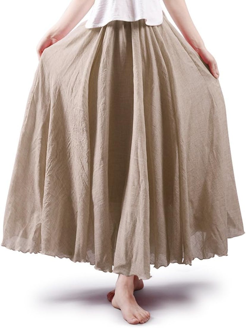 OCHENTA Long Cotton Maxi Skirt