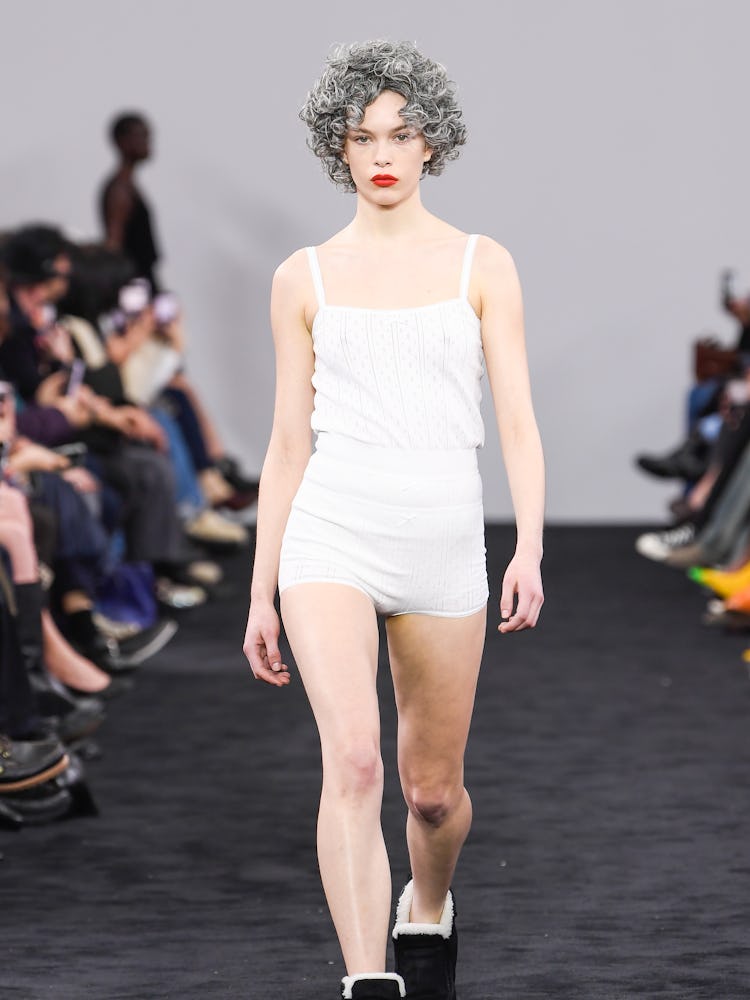Model on the runway at JW Anderson RTW Fall 2024 as part of London Ready to Wear Fashion Week held a...