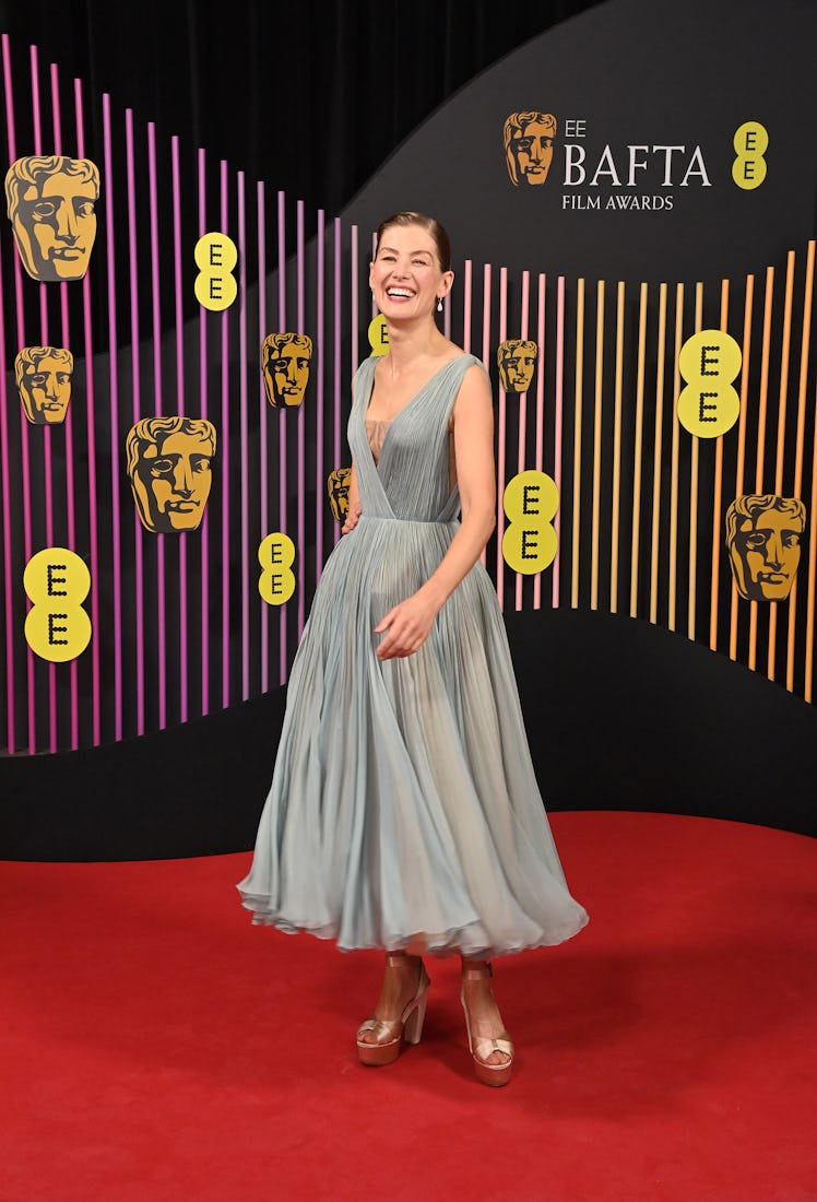 Rosamund Pike attends the 2024 EE BAFTA Film Awards at The Royal Festival Hall on February 18, 2024 ...