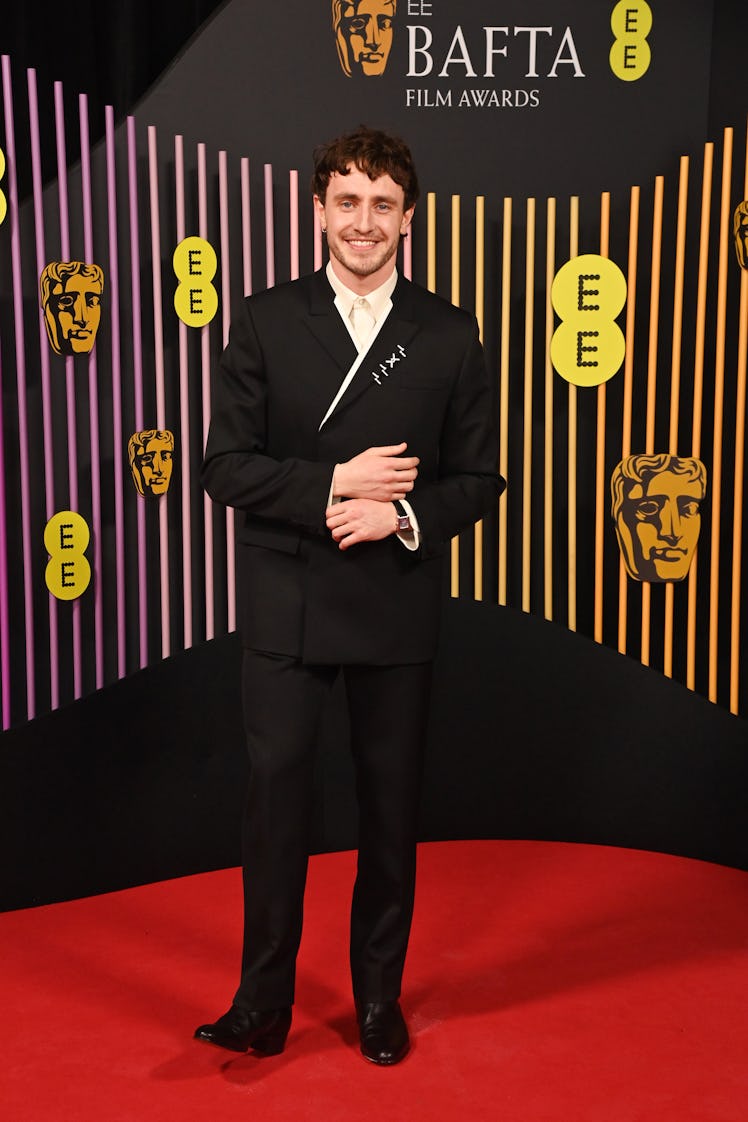 Paul Mescal attends the 2024 EE BAFTA Film Awards at The Royal Festival Hall on February 18, 2024 in...