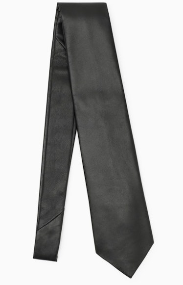 black leather tie