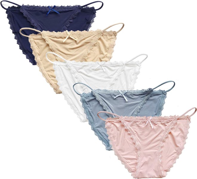 Camelia String Bikini Cotton Panties (5-Pack)