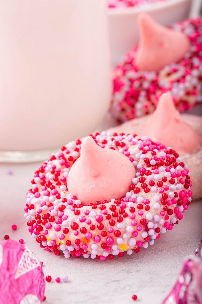 Strawberry Kiss Cookies, which are easy cookies to make for Valentine's Day.