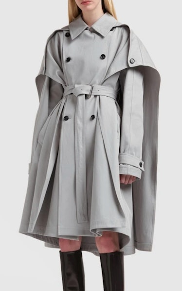 gray cape trench coat