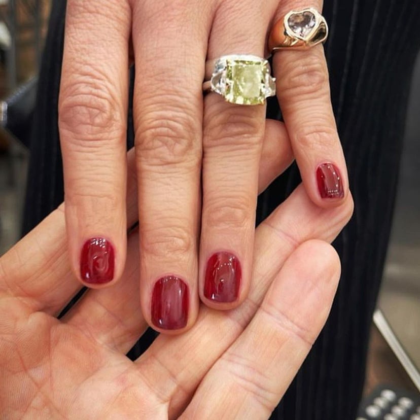 Jennifer Lopez black cherry nails