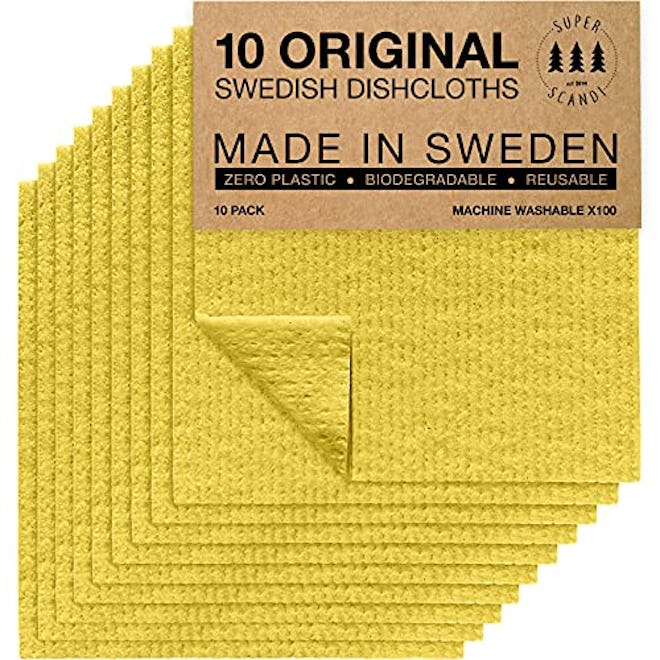 SUPERSCANDI Reusable Swedish Dishcloths (10-Pack)