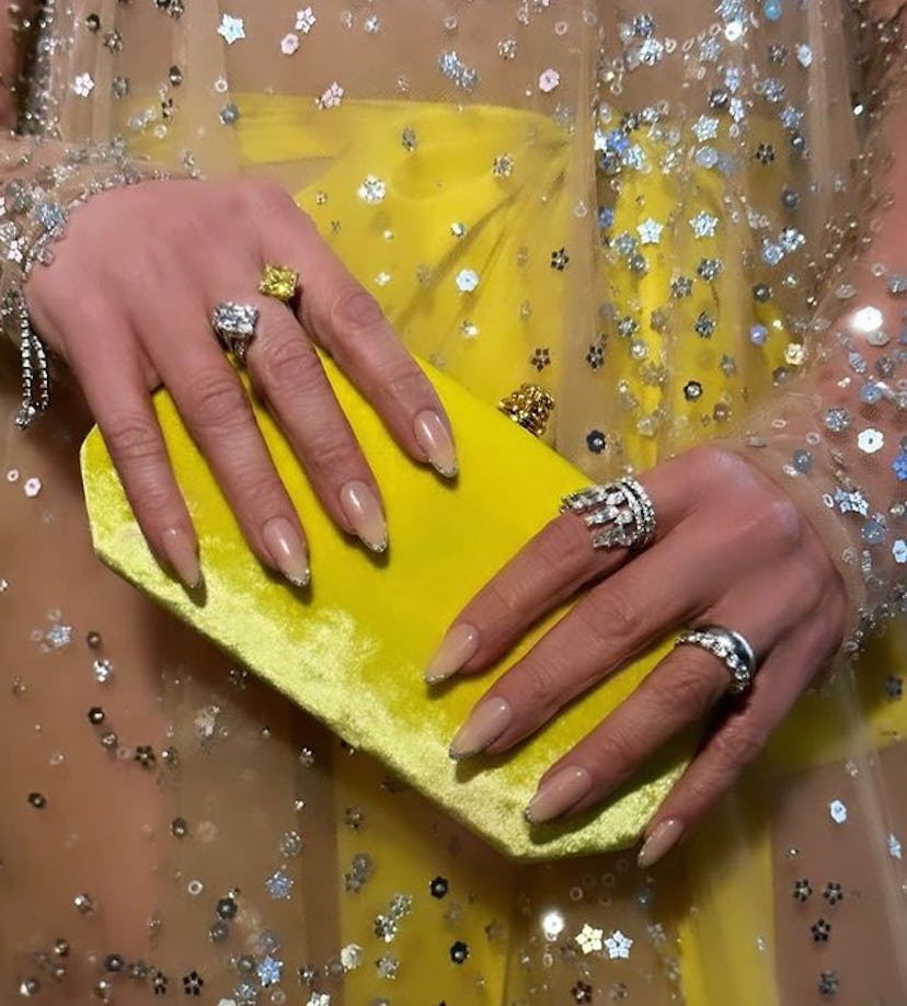Jennifer Lopez silver glitter french tips