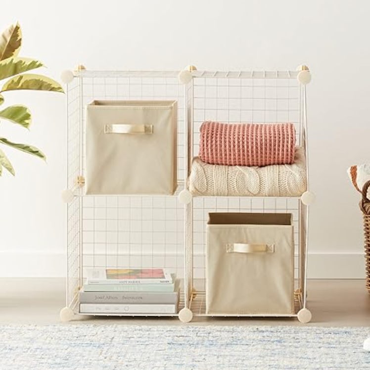 Amazon Basics 4 Cube Wire Grid Storage Shelves