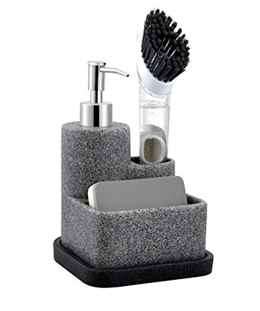 ZCCZ Black Soap Dispenser with Sponge Holder