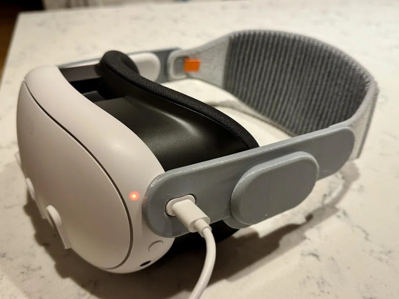 The Quest 3 strapped to an Apple Vision Pro Solo Knit Band