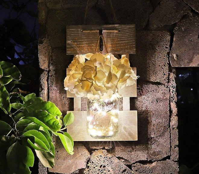 BGtroo Rustic Grey Mason Jar Sconces (Set of 2)