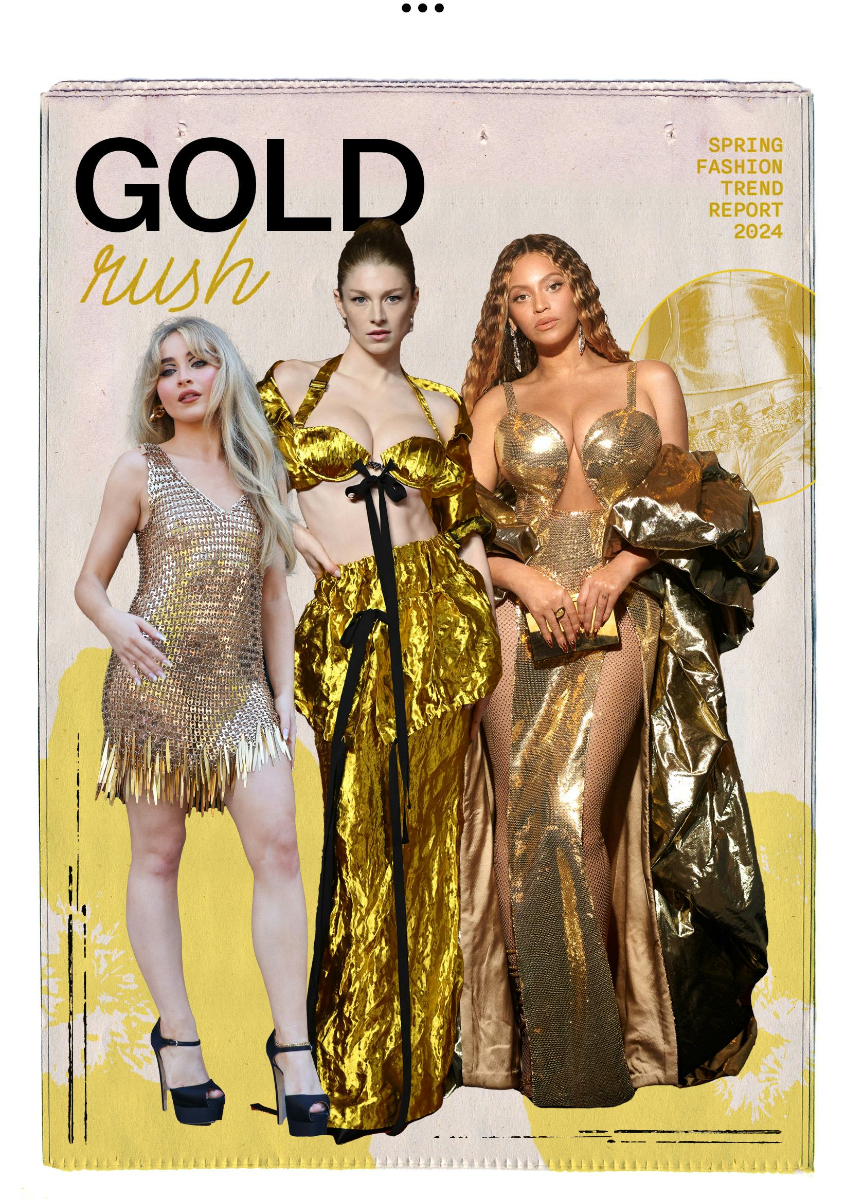 spring 2024&rsquo;s gold foil fashion trend