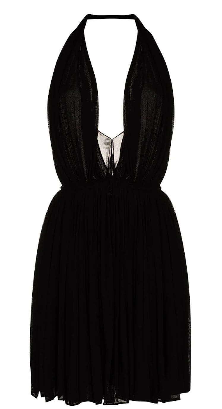 black halter neck mini dress