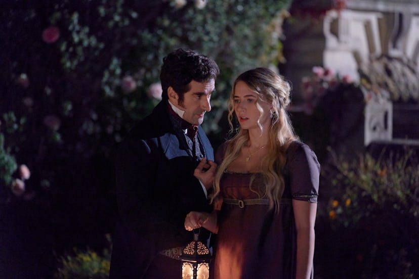 Nicholas Bishop and Eliza Bennett in ‘An American in Austen.’ Photo via Hallmark Media