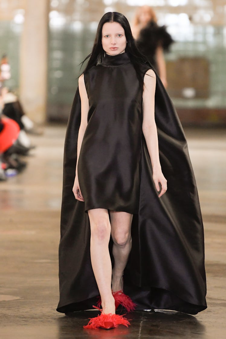 Model on the runway at Marques'Almeida RTW Fall 2024 as part of London Ready to Wear Fashion Week he...