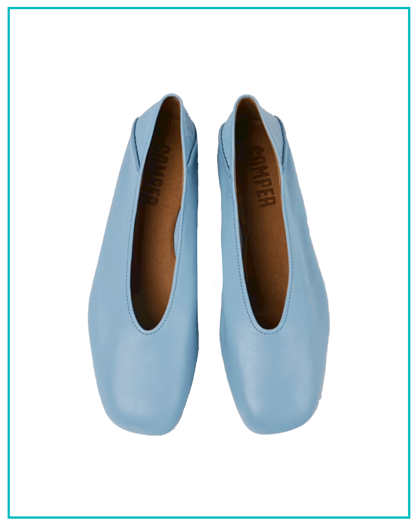 Casi Myra Blue Leather Ballerinas