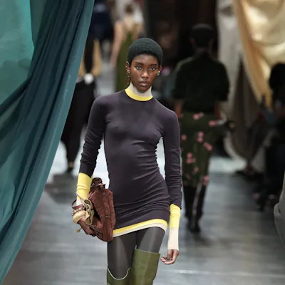 A model walks the runway at the Fendi fashion show during the Milan Fashion Week Womenswear Fall/Win...
