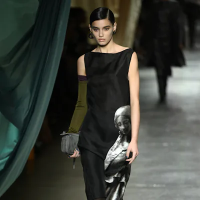 A model walks the runway during the Fendi collection show at the Milan Fashion Week Womenswear Autum...