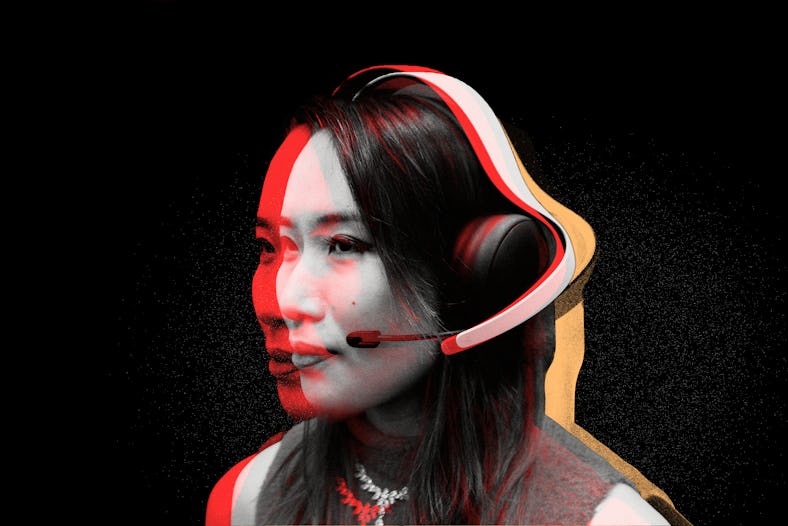 Inverse Deputy Gaming Editor Shannon Liao wearing the Sony PlayStation Pulse Elite wireless headset ...