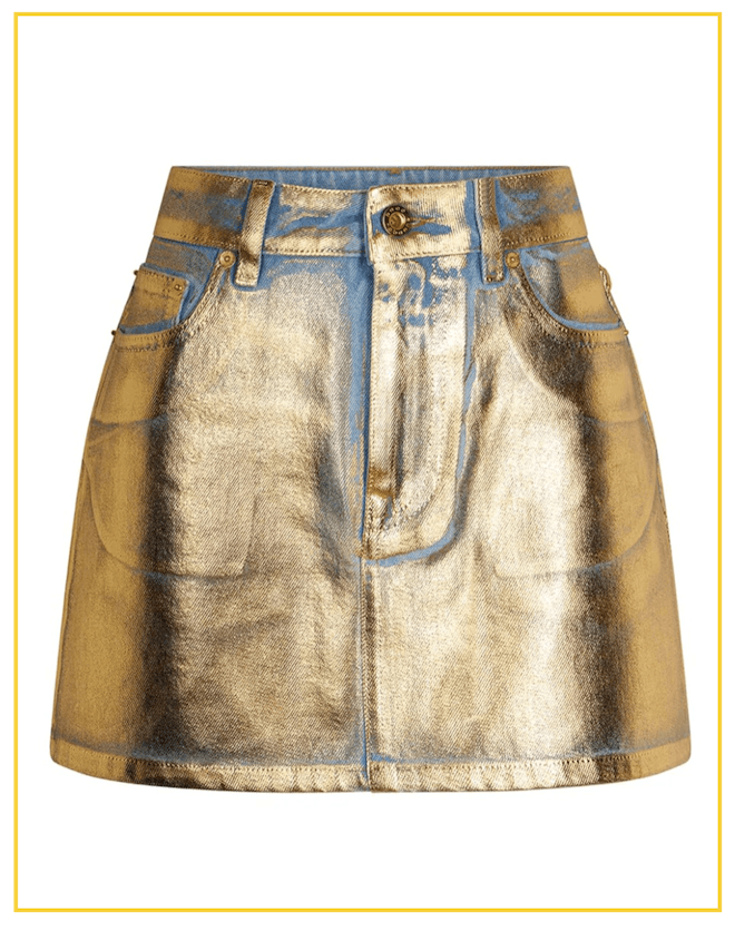 Rabanne Metallic Denim Miniskirt