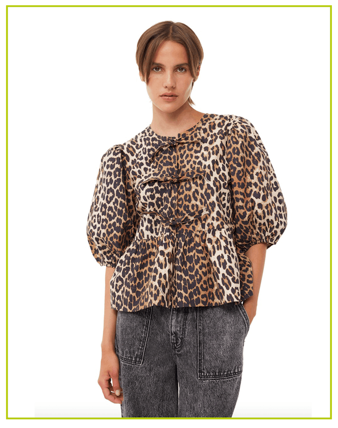 Leopard Cotton Poplin Blouse