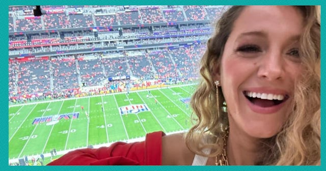 Blake Lively revealed on Instagram that her trip to the Super Bowl was actually her “first time ever...