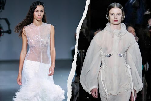 Models at David Koma and Simone Rocha's LFW Fall 2024 shows.