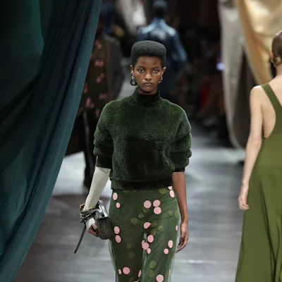 A model walks the runway at the Fendi fashion show during the Milan Fashion Week Womenswear Fall/Win...