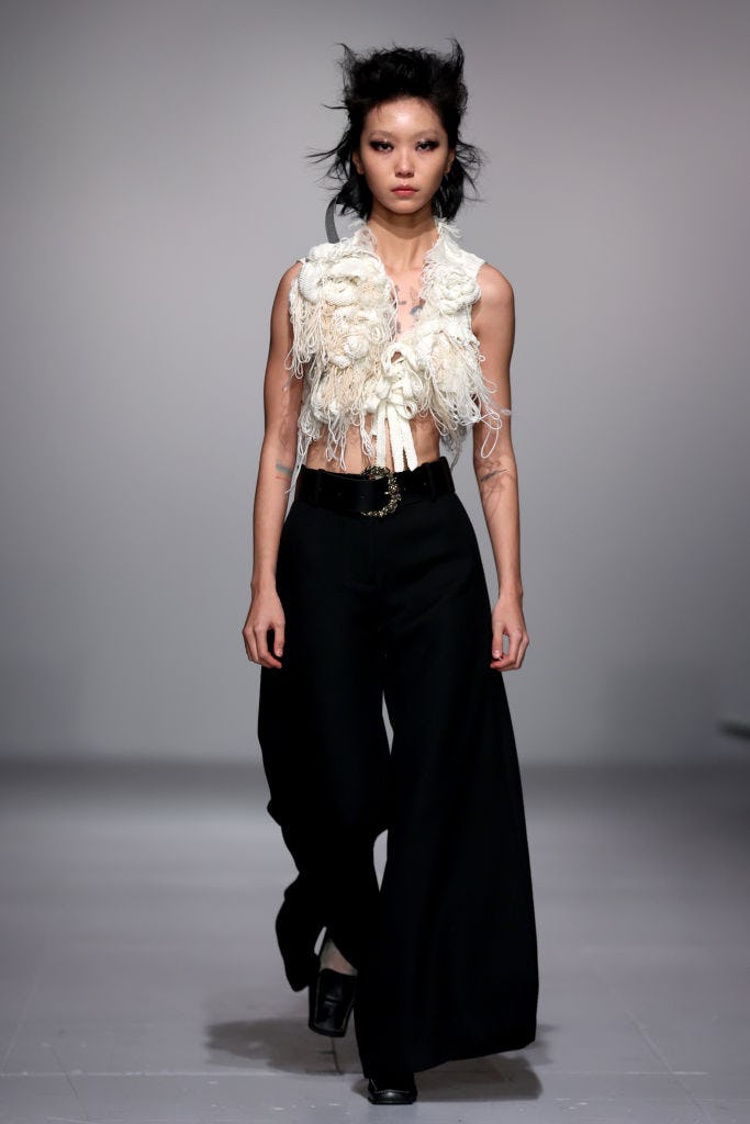 Yuhan Wang model with smoky eye makeup