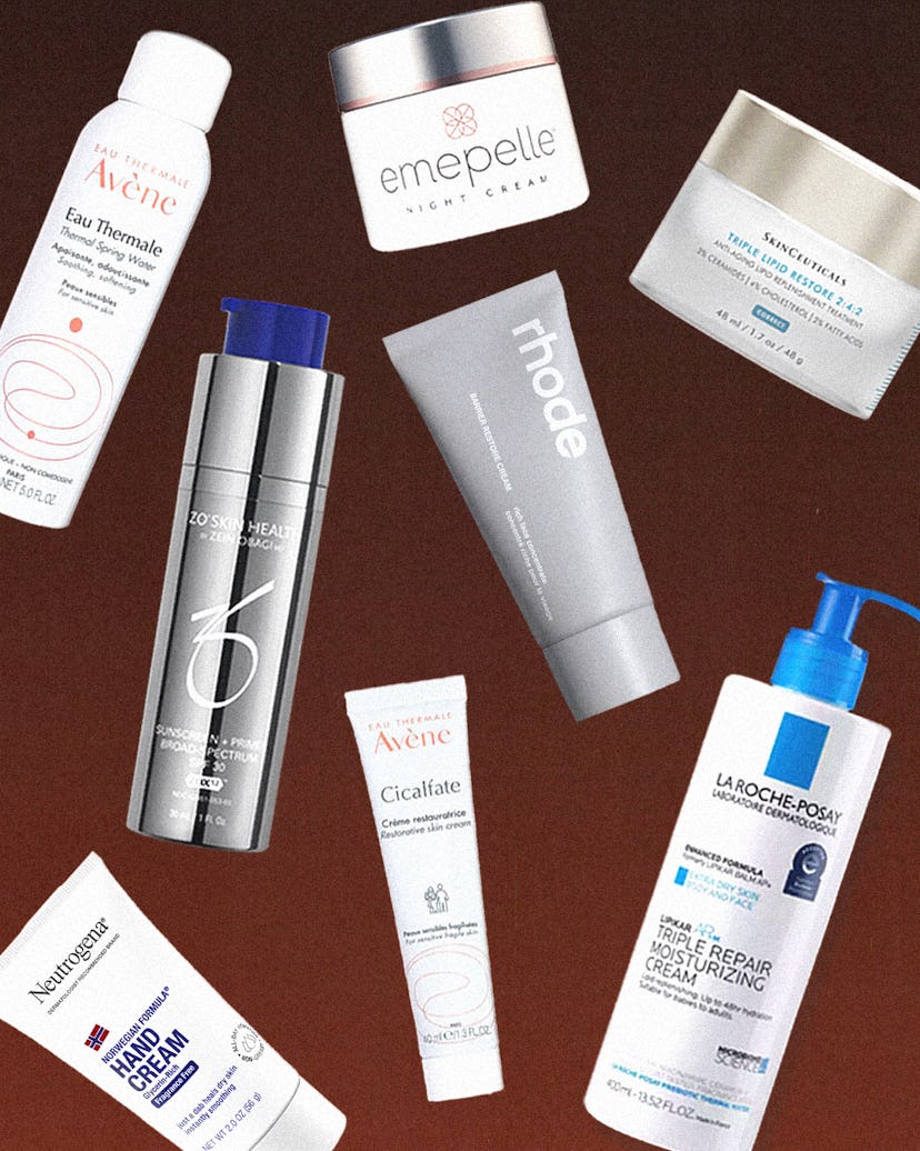 a collage of beauty products