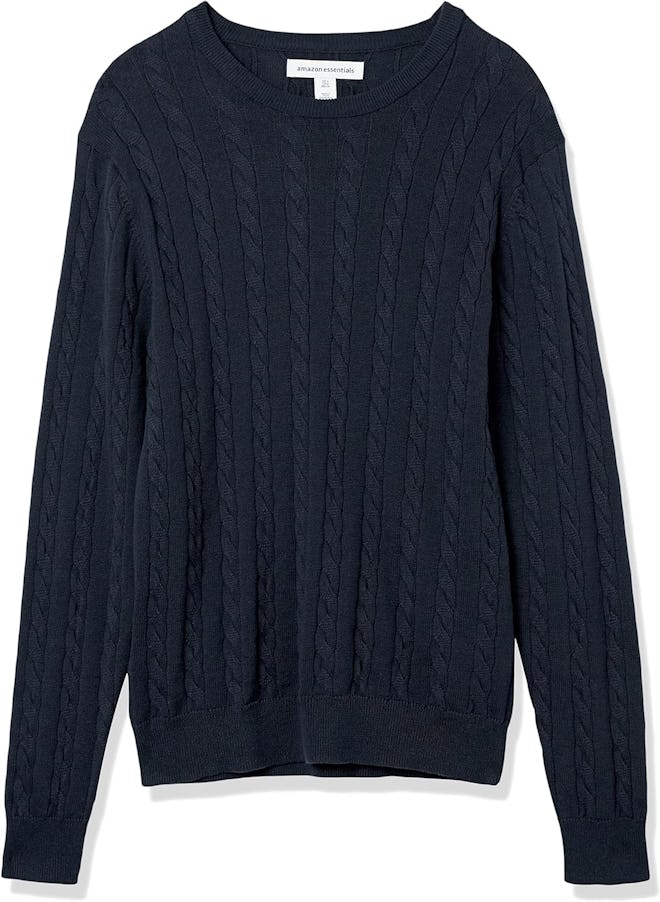 Amazon Essentials Crewneck Cable Cotton Sweater